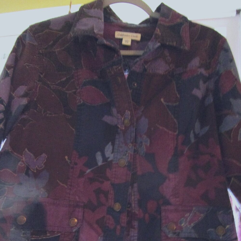 Purple Floral Coldwater Creek Jean Jacket